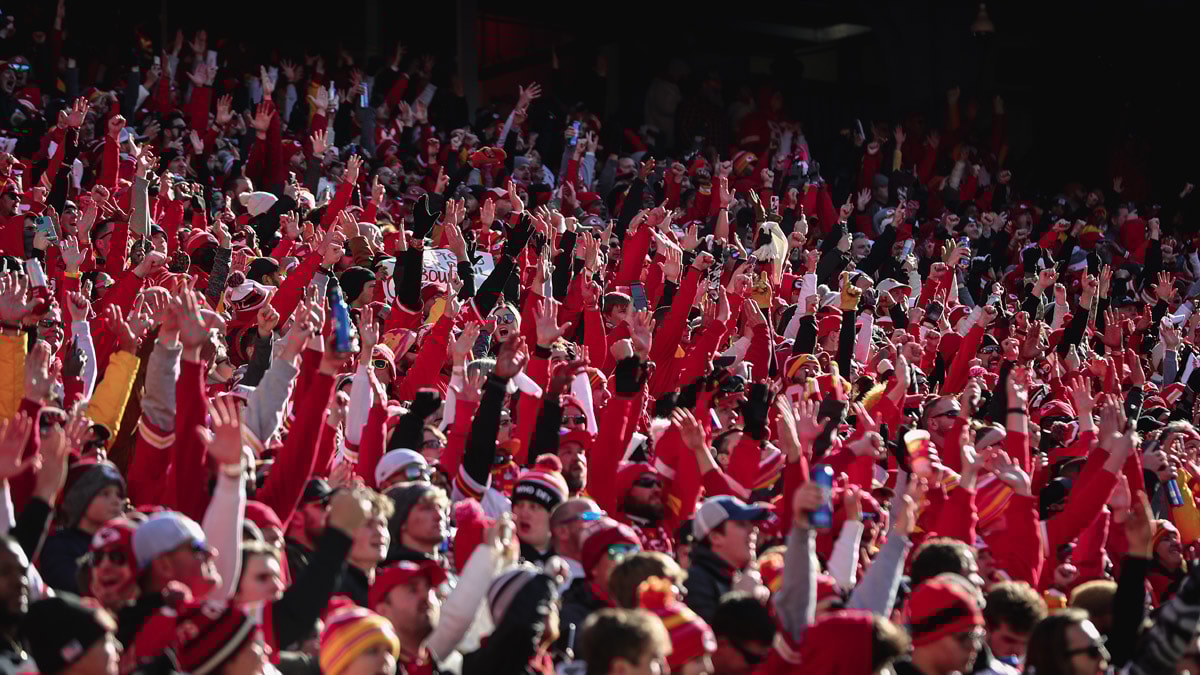 The crowd cheers during a Kansas City Chiefs game